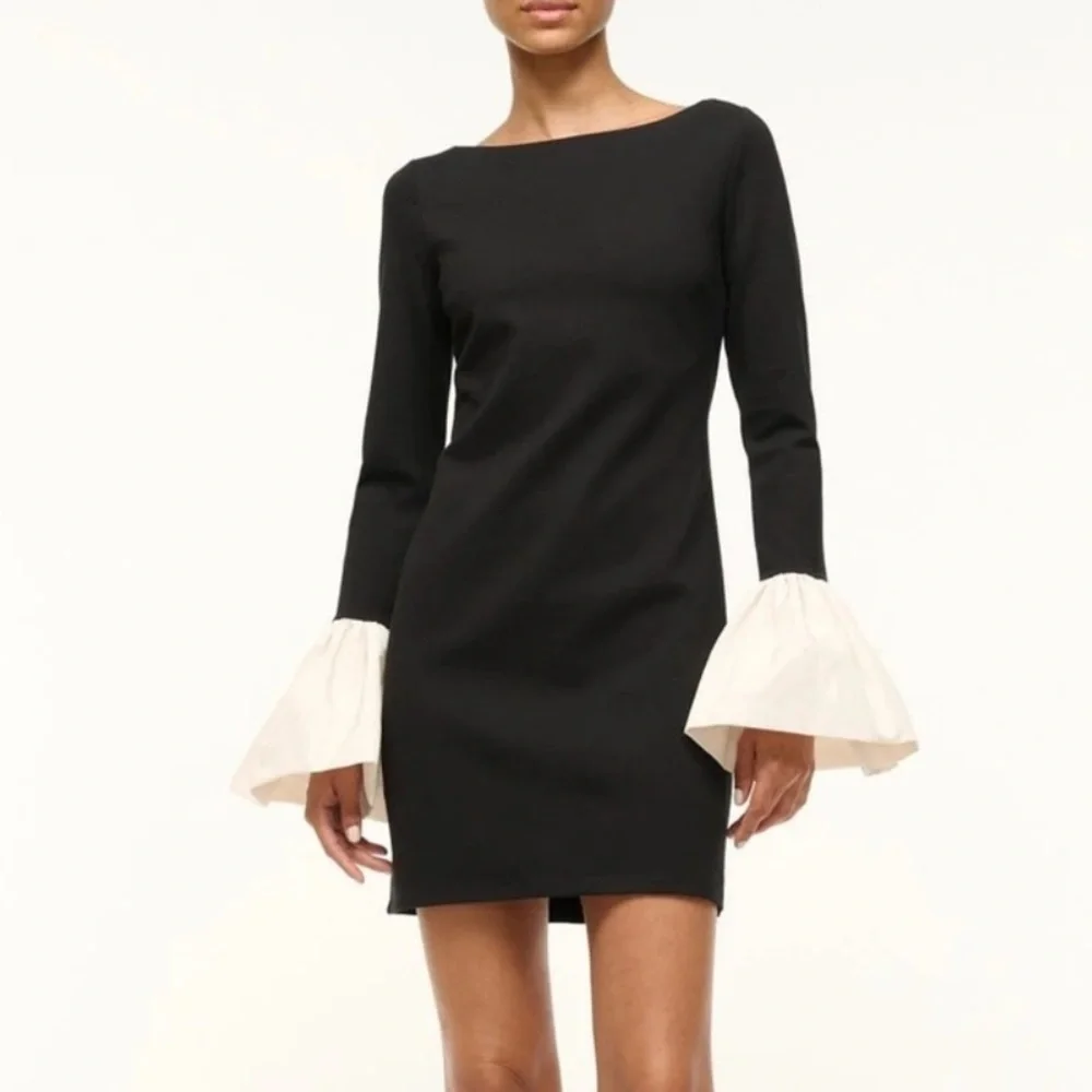 STAUD Hawthorne taffeta-trimmed stretch-ponte mini dress - Picture 2 of 7
